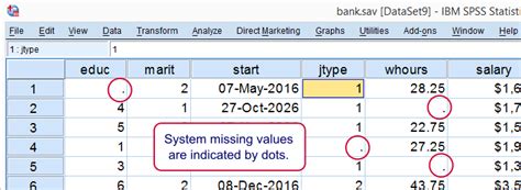 system missing values in spss